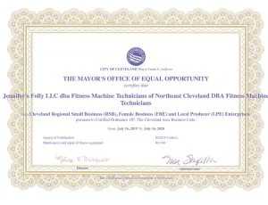 City of Cleveland Certificate