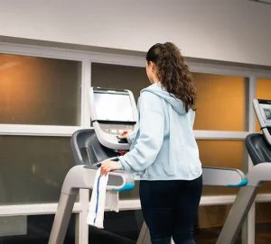 A woman on a treadmill